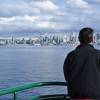 Chegando à Seattle de ferry, no estado de Washington, costa oeste dos Estados Unidos